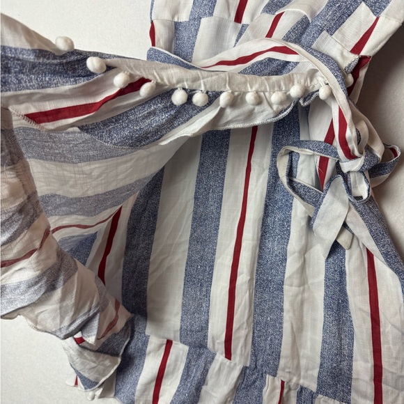 Simplee Red White Blue Striped Pom Pom Wrap Dress NWT Size S - Picture 7 of 8